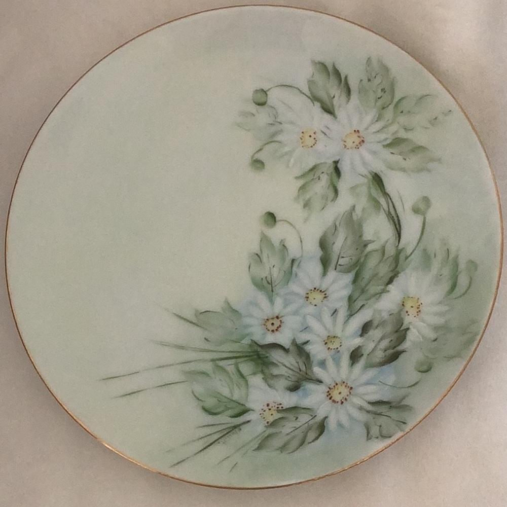 Vintage Thomas "Sevres" Bavaria Handpainted Daisies 9" Porcelain Plate
